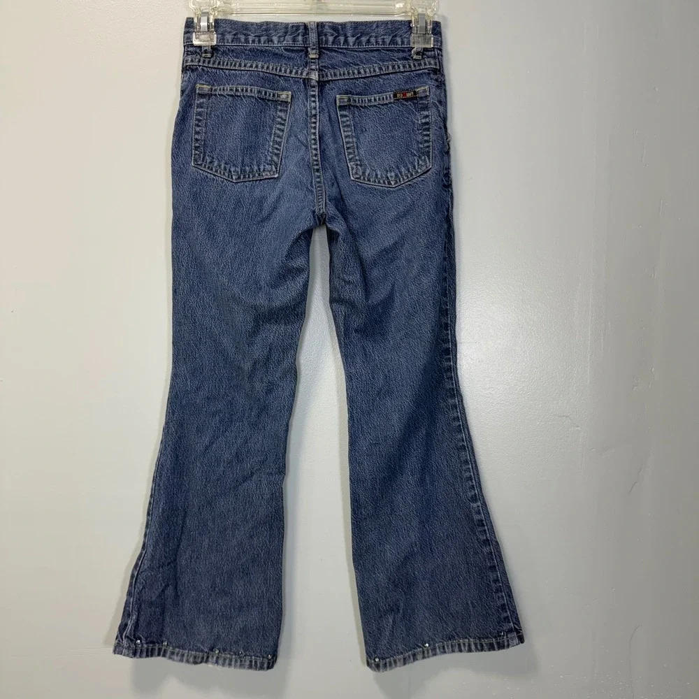 Old Navy Girls Vintage Y2K Studded Flare Leg Blue Jeans Size 8 138274-00-1‎